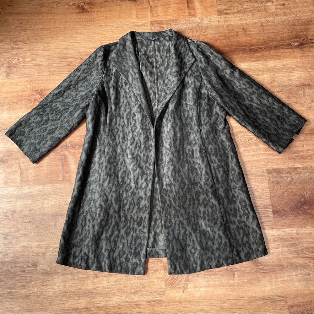 Eileen Fisher womens silk jacket ikat embers size large open front blazer cotton